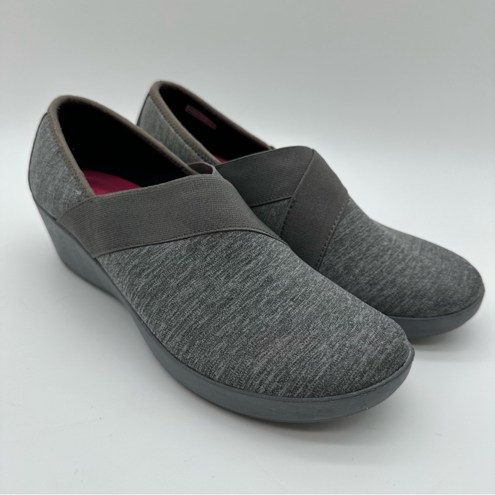 CROCS Women's Charcoal Heather Slip-On Wedges